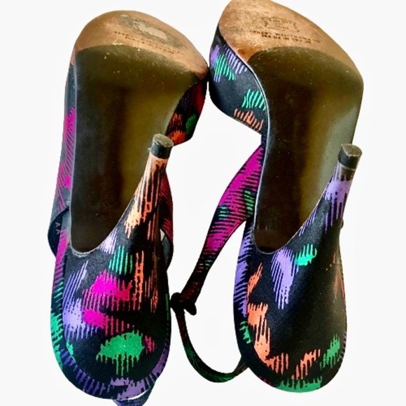 Stuart Weitzman for Mr Seymour Slingback Pump size 8.5 AA Multi-Color Bow - Picture 9 of 14